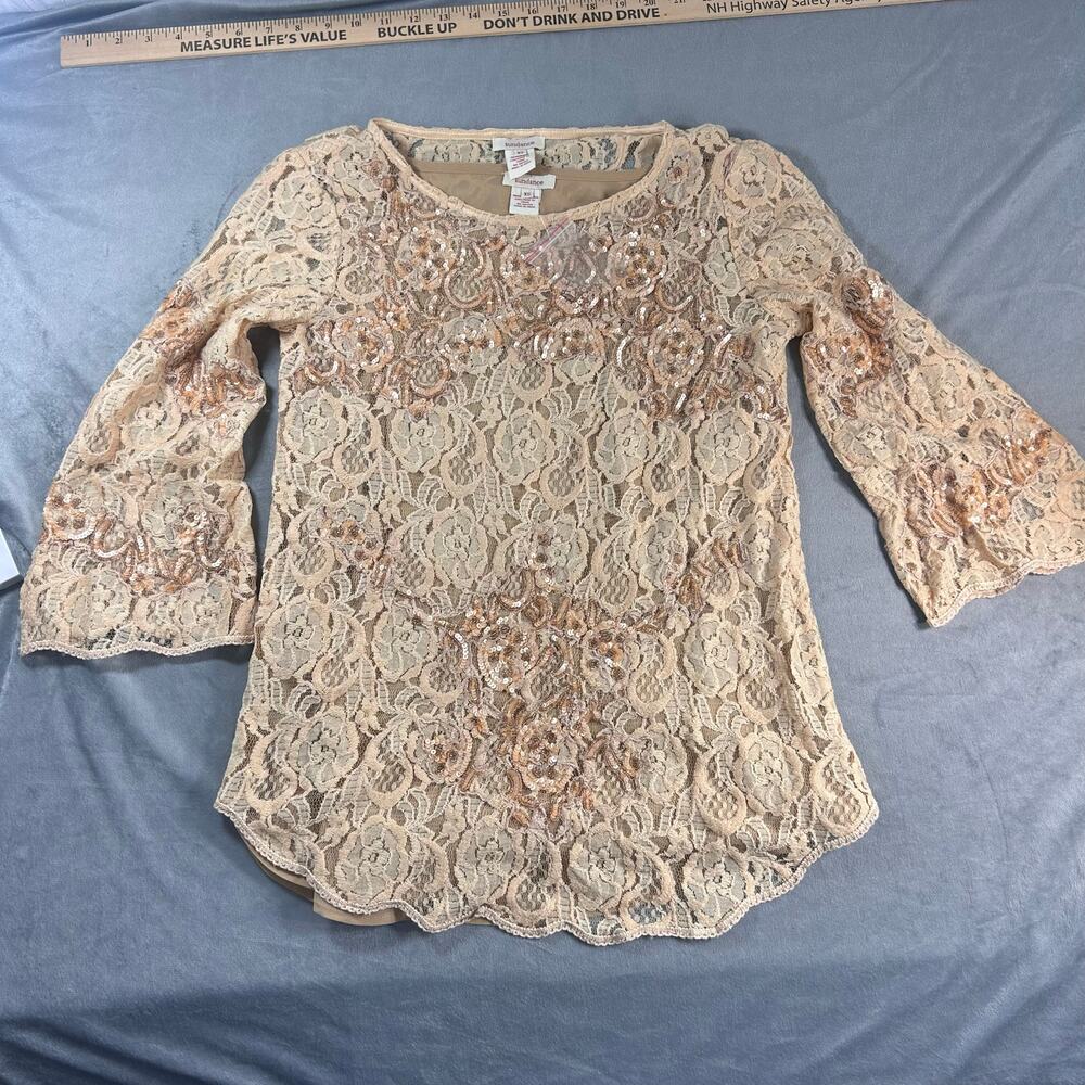 Sundance Women's Lace overlay top Size XS Butter yellow NWOT